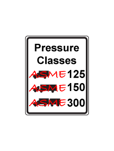 Pressure Classes ASME 125, 150, 300